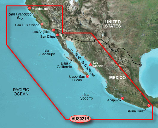 Garmin Bluechart G2 Vision California to Mexico Chart - VUS021R