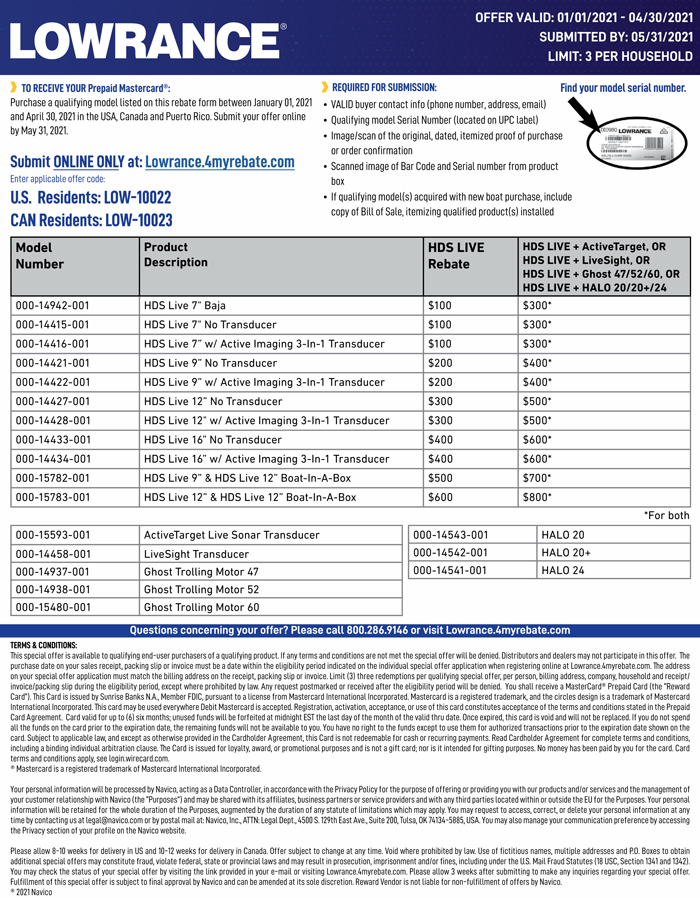 Lowrance Ultimate Upgrade Rebate Form