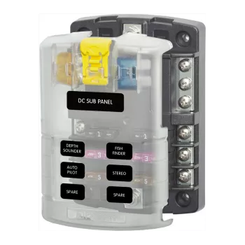  Blue Sea Fuse Block ST Blade 6 Circuit w GND  
