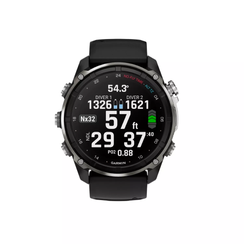 Garmin Descent Mk3i Silver and Black PVD Titanium with Black/Pebble Gray Silicone Band 51mm