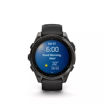 Garmin Fenix 8 47mm Sapphire Carbon Gray DLC Titanium with Black/Pebble Gray Band