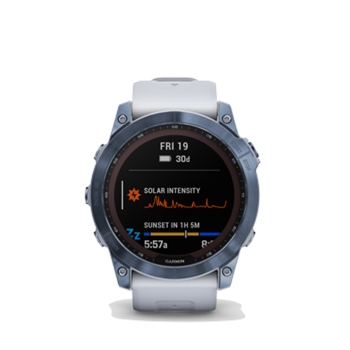 Garmin Fenix 7X Sapphire Solar Mineral Blue DLC Titanium with Whitestone Band