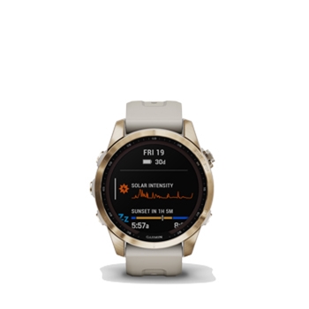 Garmin Fenix 7s Sapphire Solar Cream Gold Titanium with Light Sand Band